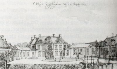 Pentekening van Enghuizen door Jan de Beijer uit 1743 (Particuliere collectie. Foto: Rijksbureau voor Kunst-historische Documentatie)